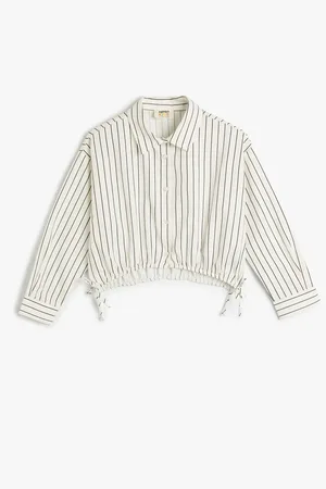 Koton Crop Shirt Long Sleeve Buttoned Elastic Waist Cotton