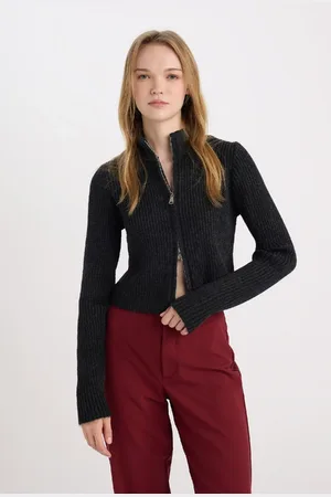 DeFacto Slim Fit Slim Fit Half Turtleneck Knitwear Cardigan