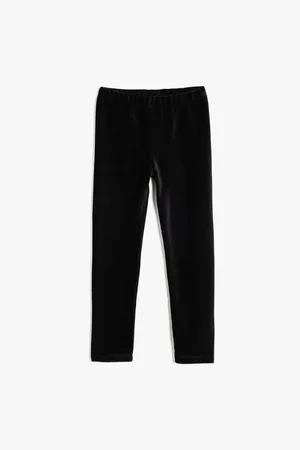 Koton Basic Velvet Leggings with Elastic Waist and Cotton Blend