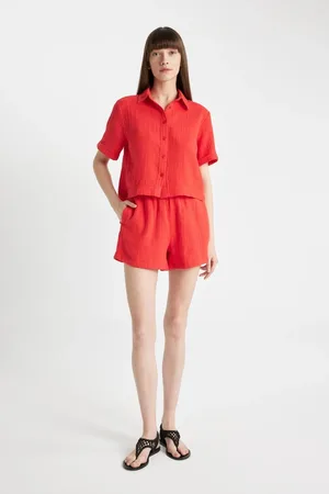 DeFacto Relax Fit High Waist Short Leg Muslin Shorts