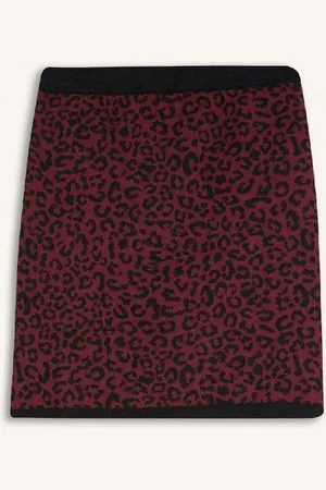 DeFacto A Cut Leopard Patterned Mini Knit Skirt