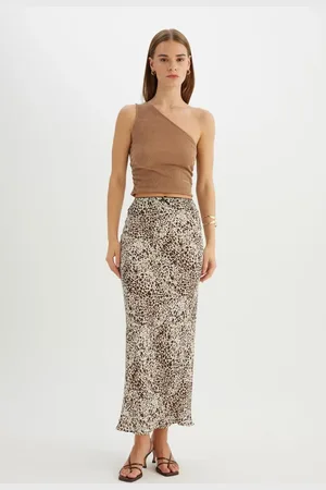 DeFacto Pencil Leopard Patterned High Waist Moroccan Maxi Skirt