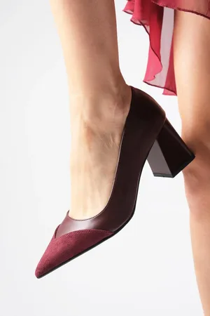 Mio Gusto Whitney Burgundy Color Block Heeled Women