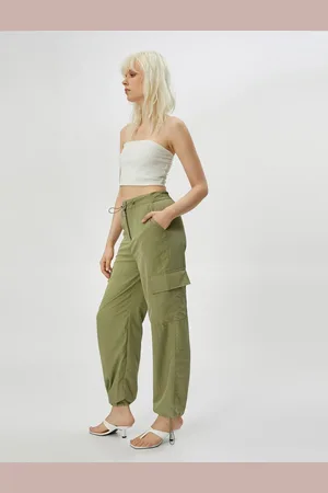 Koton Cargo Parachute Trousers with Pocket Detail, Stopper, Elastic