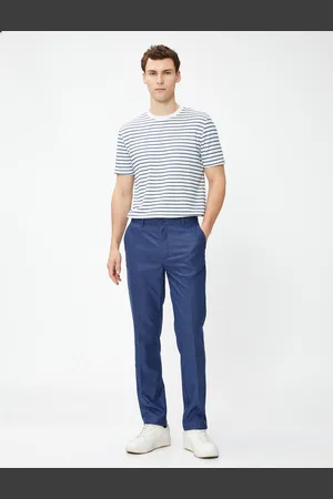 Koton Ové látkové kalhoty, slim fit, s knoflíkovými detaily, kapsy.