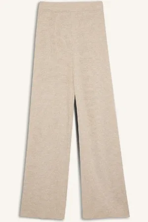 DeFacto Knitted Trousers Regular Fit Basic Straight Waist Elastic Straight Leg
