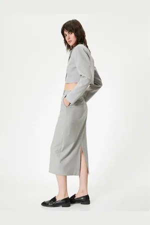 Koton A-Line Zippered Midi Pencil Skirt