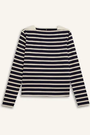 DeFacto Regular Fit Crew Neck Striped Casual Combed Cotton Long Sleeve T-Shirt