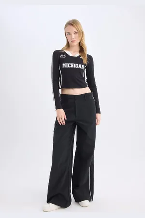 DeFacto Cool Wide Leg Wide Leg Pocket Stripe Detailed Normal Waist Trousers