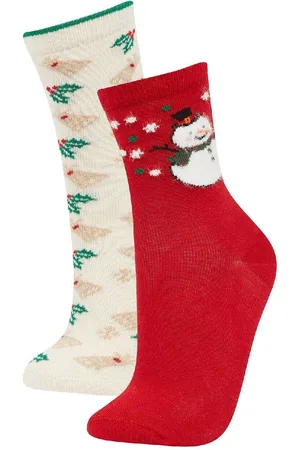 DeFacto Girls Christmas Themed 2-Pack Cotton Long Socks