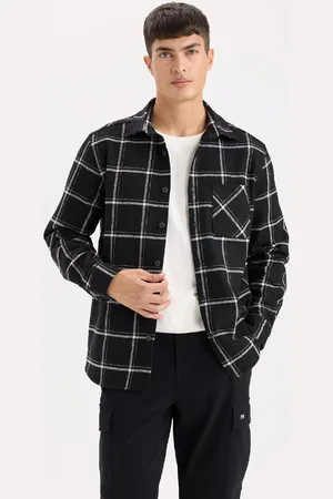 DeFacto Regular Fit Polo Collar Plaid Flannel Long Sleeve Shirt