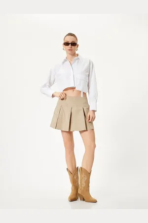 Koton Pleated Mini Skirt with Cargo Pocket Cotton Normal Waist
