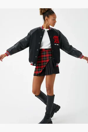 Koton Pilot Jacket Leather Look Applique Detailed