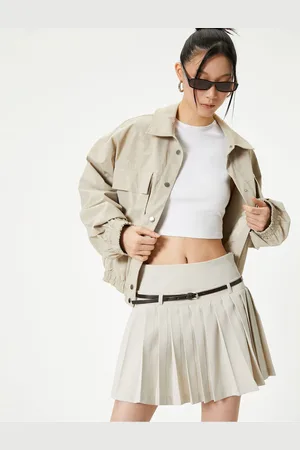 Koton Pleated Mini Skirt with Belt, Comfortable Fit
