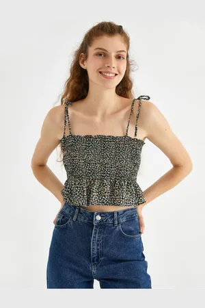Koton Floral Gathered Crop Undershirt Thin Strap