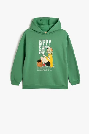 Koton Hooded Sweatshirt Anime Printed Long Sleeve Ribbon