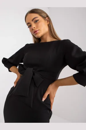 LAKERTA Černé elegantní koktejlové šaty s páskem