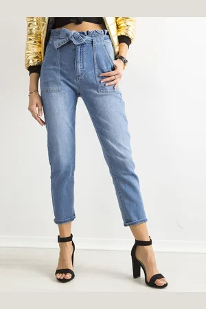 Factory Price Modré boyfriend džíny s vysokým pasem