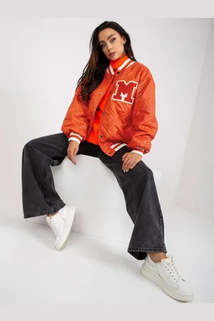 Factory Price Oranžová prošívaná bomber bunda s nášivkou