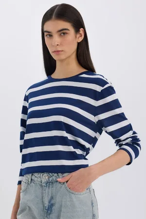 DeFacto Regular Fit Crew Neck Striped Casual Long Sleeve T-Shirt