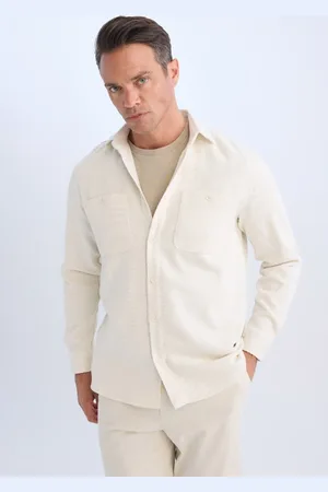 DeFacto Relax Fit Polo Neck Flannel Long Sleeve Shirt