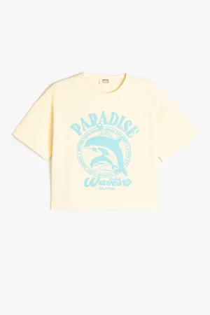 Koton T-Shirt Dolphin Print Short Sleeve Crew Neck Cotton