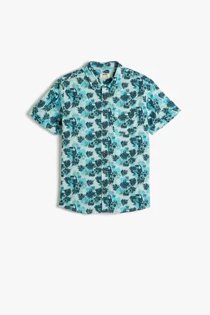 Koton Floral Patterned Short Sleeve Cotton Shirt
