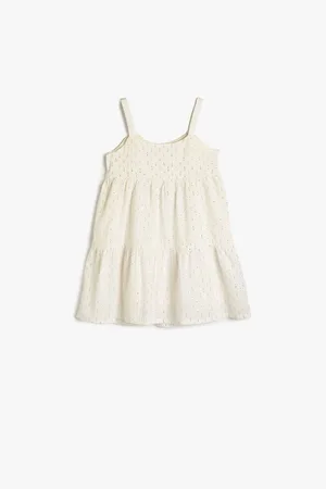Koton Strappy Midi Dress Tiered Lined Cotton Glittery