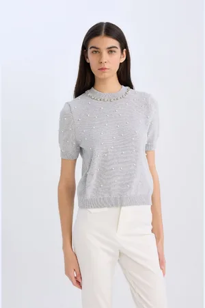 DeFacto Regular Fit Stoned Crew Neck Basic Plain Knitwear Sweater