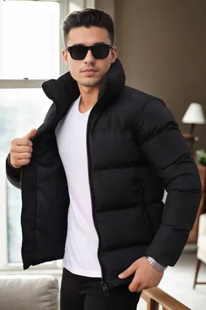 Dewberry 39833 Mens Puffer Coat-BLACK