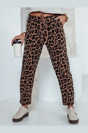 D-Street Spodnie damskie oversize PANTHERIN chinos wiązane w panterkę