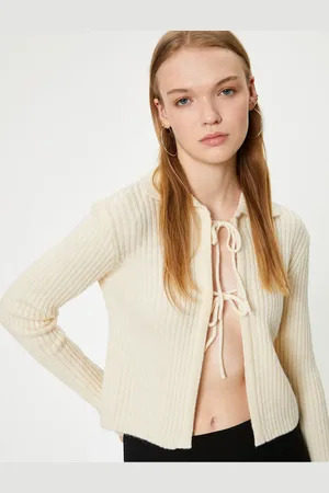 Koton Knitwear Cardigan Shirt with Collar Tie Detail