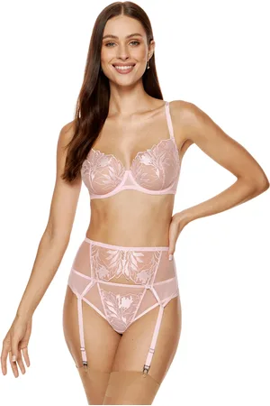 Gorteks Coco embroidered garter belt pink