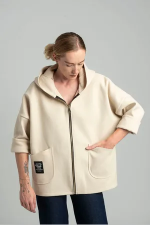 New Collection Beige transitional light jacket with hood