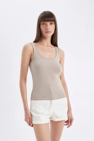 DeFacto Slim Fit Slim Fit U Neck Rib Basic Plain Undershirt C0095Ax24Au