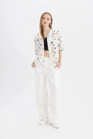DeFacto Cool Parachute Gabardine Trousers with Tie Waist and Pockets, Wide Leg