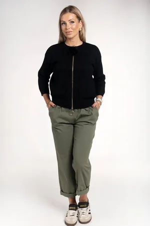HERS Khaki cotton trousers with elastic band