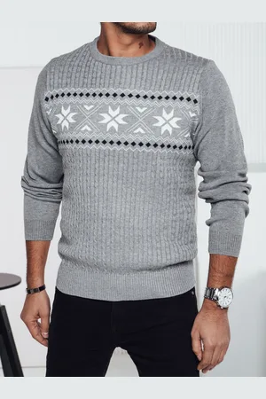 D-Street Sweter męski w śnieżynki szary