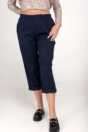 HERS Navy blue cotton trousers with elastic band