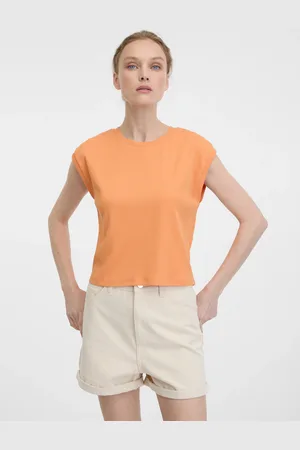 ORSAY Oranžové dámské crop tričko s krátkým rukávem - Dámské