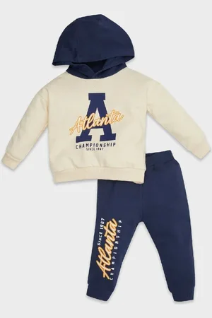 DeFacto Baby Boy 2-Piece Set Hooded Printed Sweatshirt Elastic Waist Jogger Sweatpants