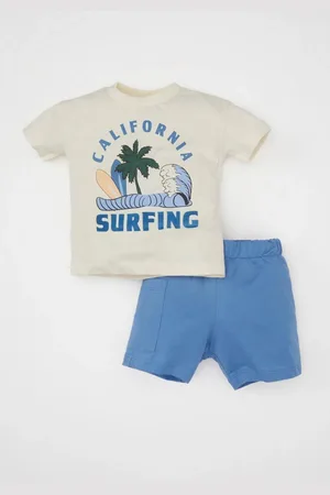 DeFacto Baby Boy 2-Piece Set Crew Neck Printed Short Sleeve T-Shirt Shorts