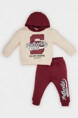DeFacto Baby Boy 2-Piece Set Hooded Printed Sweatshirt Elastic Waist Tracksuit Bottoms