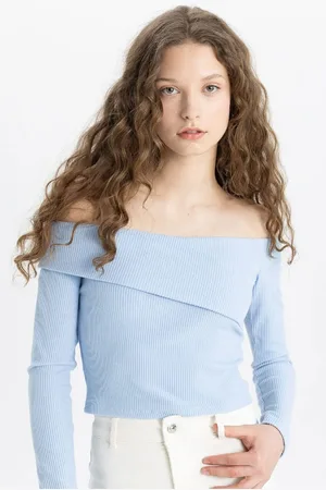 DeFacto Fitted Off Shoulder Ribbed Camisole Long Sleeve T-Shirt