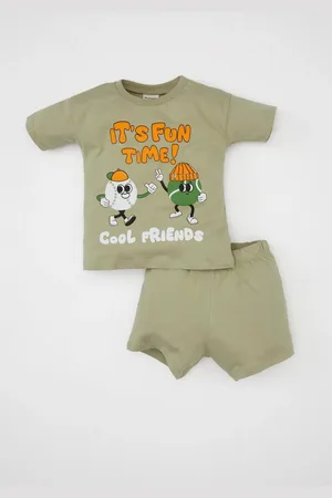 DeFacto Baby Boy 2-Piece Set Crew Neck Printed Short Sleeve T-Shirt Shorts