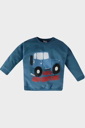DeFacto Baby Boy Crew Neck Vehicle Printed Sweatshirt
