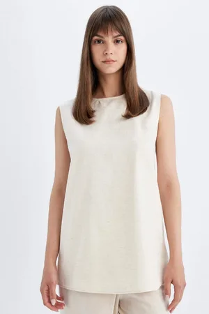 DeFacto Regular Fit Crew Neck Cotton Sleeveless Basic Tunic