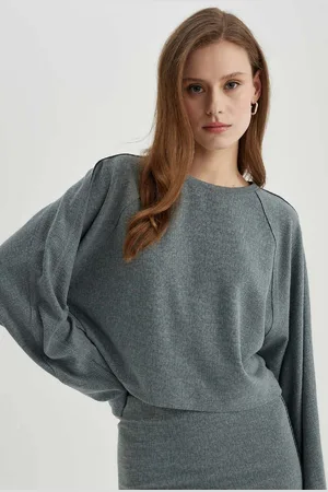 DeFacto Relax Fit Crew Neck Basic Plain Long Sleeve T-Shirt