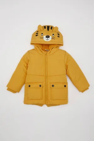 DeFacto Baby Boy Plush Lined Water Repellent Fabric Detail Hooded Puffer Coat