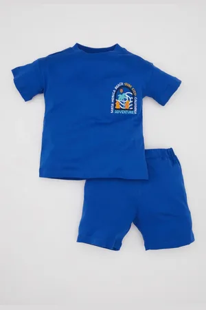DeFacto Baby Boy 2-Piece Set Crew Neck Printed Combed Cotton Short Sleeve T-Shirt Shorts